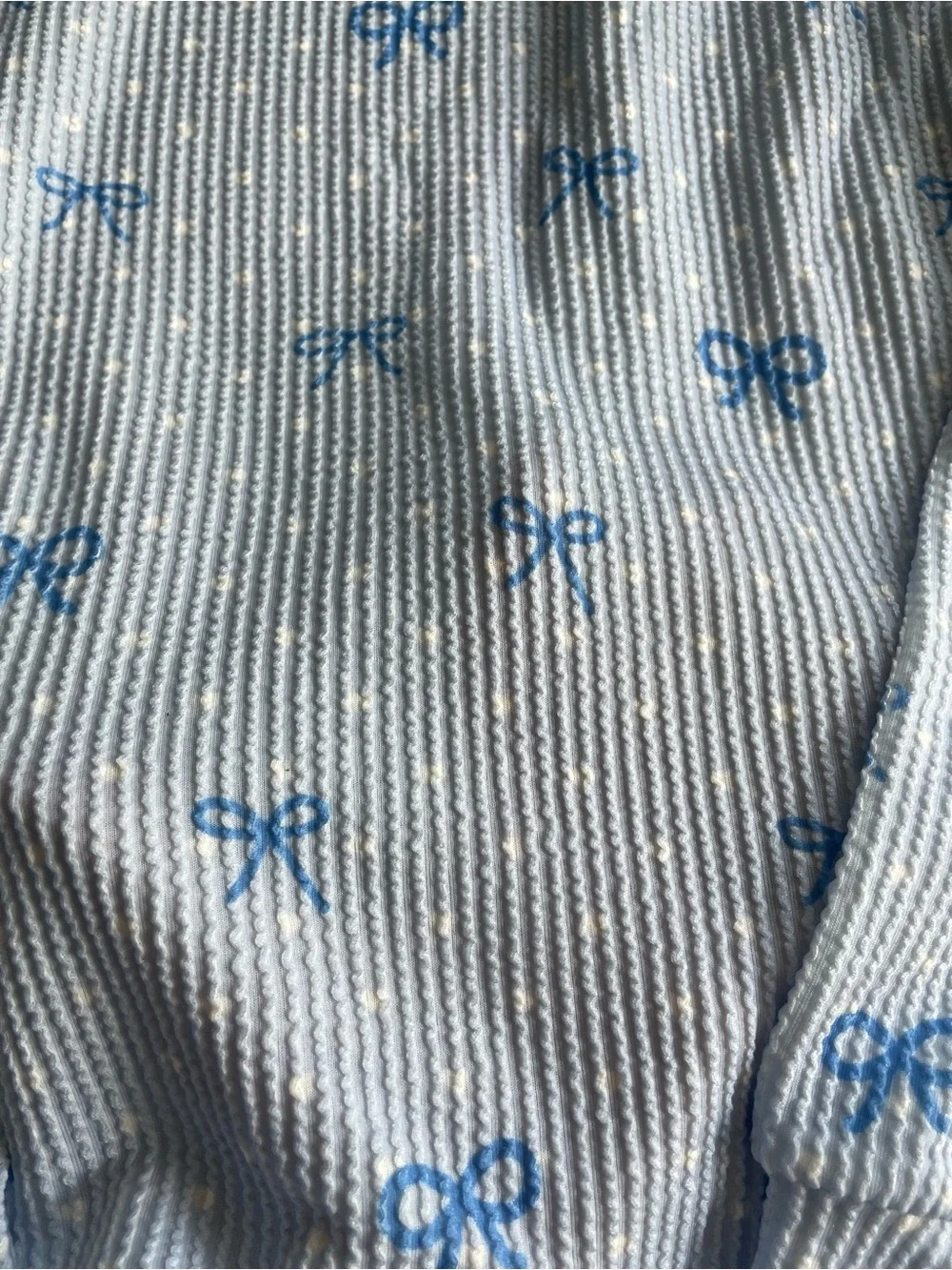 Amazon Women's Light Blue Ribbed Bow-Print Pajama Set